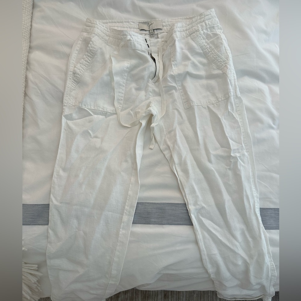 Joie white linen cargo pants